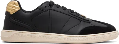 Versace Black Greca Court Faux-leather Sneakers In Black
