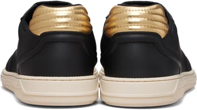 Versace Black Greca Court Faux-leather Sneakers In Black
