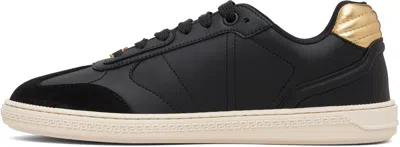 Versace Black Greca Court Faux-leather Sneakers In Black