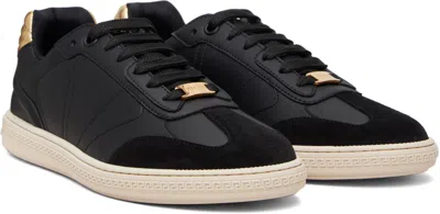 Versace Black Greca Court Faux-leather Sneakers In Black