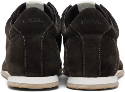 Totême Leather Sneakers Contrast Stitching Low Top Rubber In Black