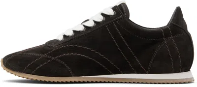 Totême Leather Sneakers Contrast Stitching Low Top Rubber In Black