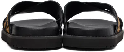 Versace Embroidered Fabric Slippers In Black