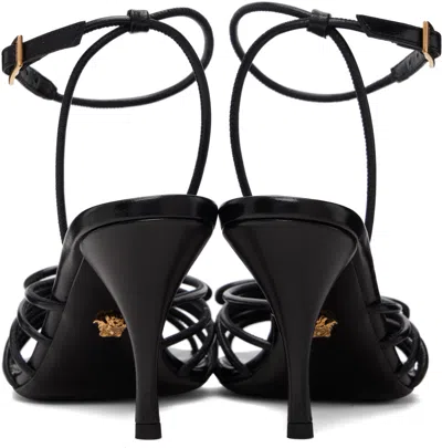 Versace Nappa Leather Sandals Strappy Design Ankle Strap In Animal Print