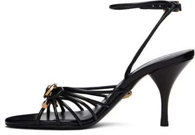Versace Nappa Leather Sandals Strappy Design Ankle Strap In Animal Print