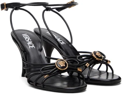 Versace Nappa Leather Sandals Strappy Design Ankle Strap In Animal Print