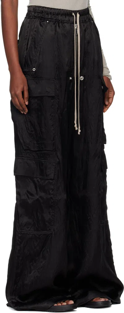 Rick Owens Black Temple Cargobelas Cargo Pants In Black