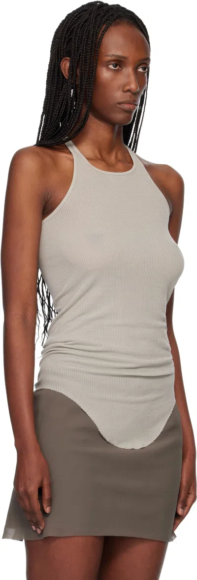 Rick Owens Off-white Temple Basic Rib Tank Top In Gray