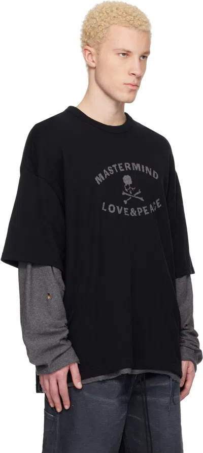 Mastermind Japan Black Reversible Distressed T-shirt In Black