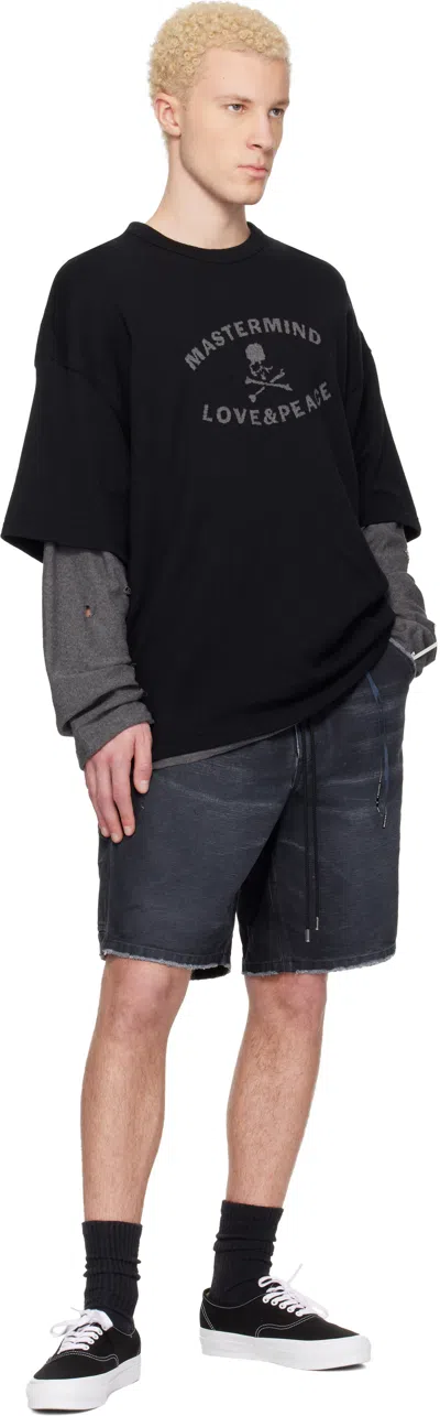 Mastermind Japan Black Reversible Distressed T-shirt In Black