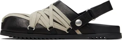 Rick Owens Megalace Mule Granola Black Leather Sandals