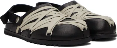 Rick Owens Megalace Mule Granola Black Leather Sandals