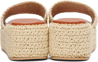 Versace Logo-embellished Raffia Platform Slides In Brown