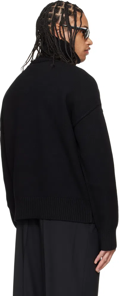 Ami Alexandre Mattiussi Ami Paris Funnel-neck Sweater With Heart Intarsia Design In Black