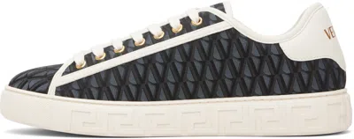 Versace Greca Jacquard Canvas Sneakers In Blue