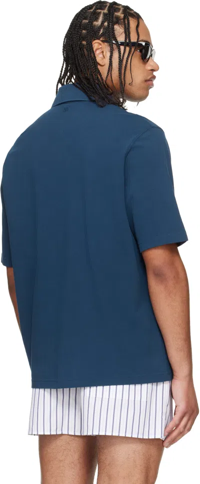Ami Alexandre Mattiussi Blue Polo Shirt With Adc Patch Logo In Cotton Uomo In Multi