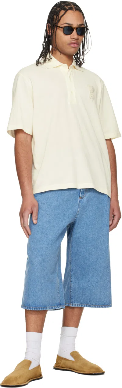 Ami Alexandre Mattiussi White Polo Shirt With Adc Patch Logo In Cotton Uomo In Neutral