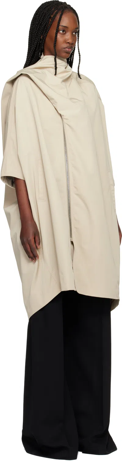 Rick Owens Off-white Temple Sail Biker Coat In Neutral
