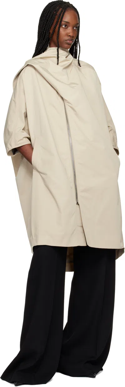 Rick Owens Off-white Temple Sail Biker Coat In Neutral