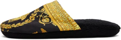 Versace Baroque Bath Slippers In Black
