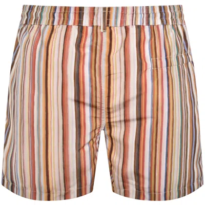Paul Smith Straight-leg Mid-length Striped Recycled Swim Shorts In Multi