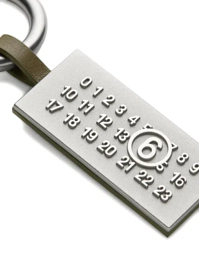 Mm6 Maison Margiela Numeric Tag Keyring In Silver