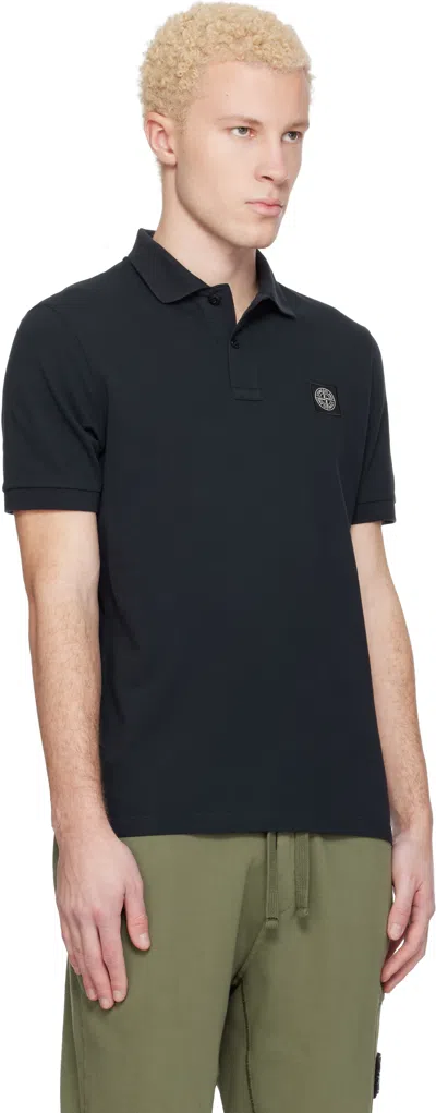 Stone Island Mens Black Brand-patch Regular-fit Stretch-cotton Polo Shirt Xl In Blue