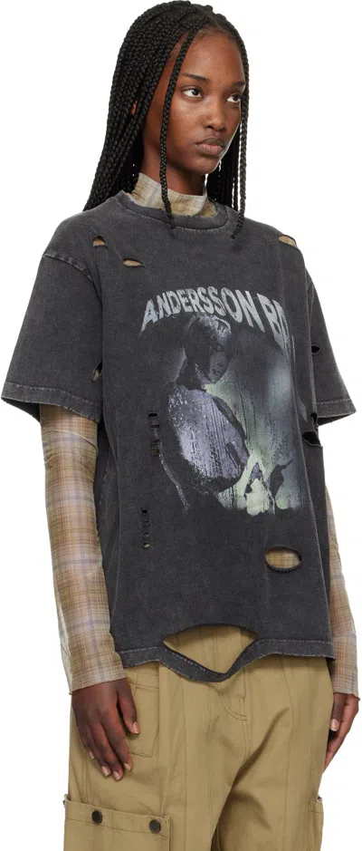 Andersson Bell Layered Distressed T-shirt In Gray