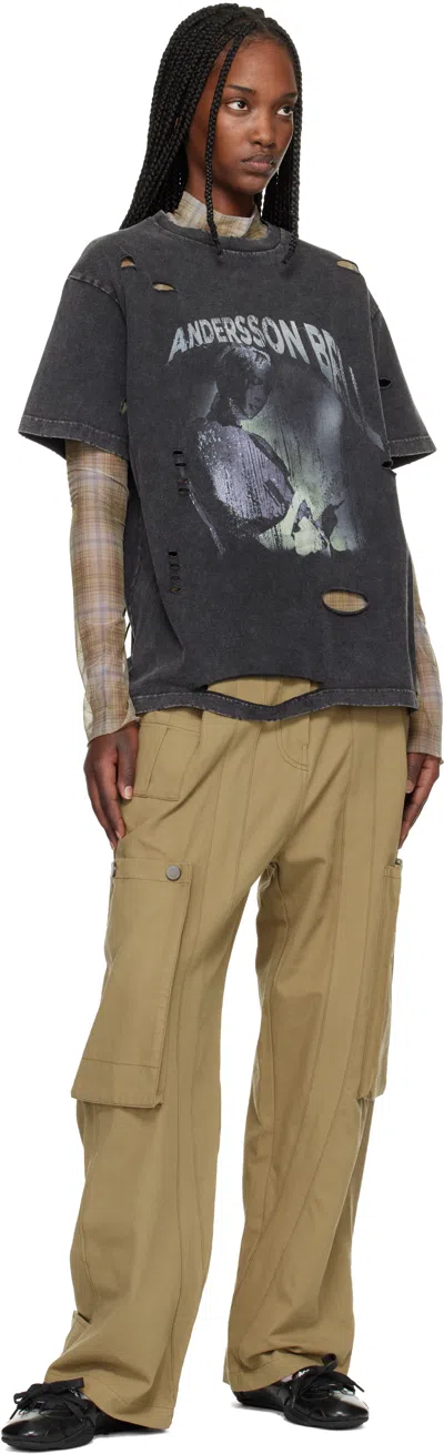 Andersson Bell Layered Distressed T-shirt In Gray
