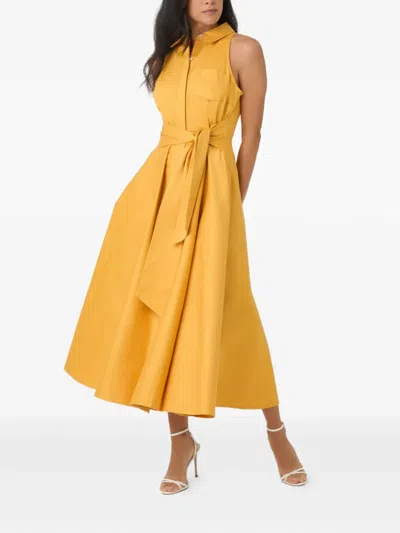 Toccin Chelsea Sleeveless Tie-front Midi Shirtdress In Yellow
