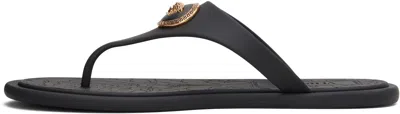 Versace Baroque-engraved Sole Sandals With Medusa Hardware In Black