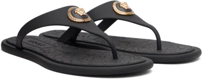 Versace Baroque-engraved Sole Sandals With Medusa Hardware In Black