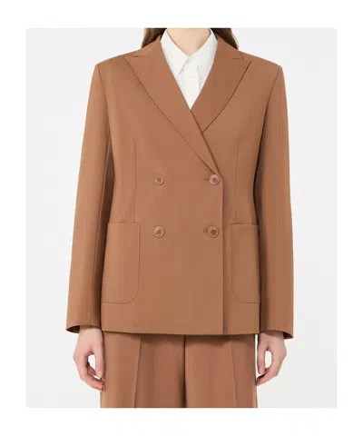 Weekend Max Mara Double-brebreasted Wool Suit Jacket In Brown