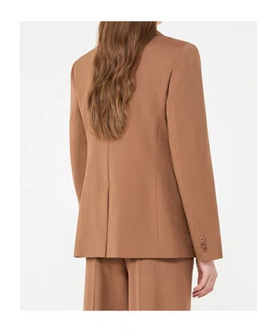 Weekend Max Mara Double-brebreasted Wool Suit Jacket In Brown
