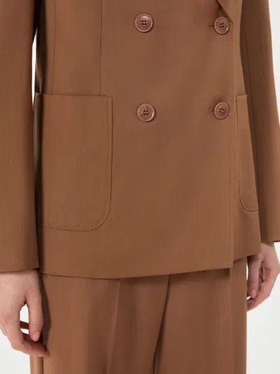 Weekend Max Mara Double-brebreasted Wool Suit Jacket In Brown