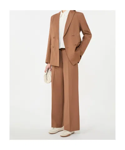 Weekend Max Mara Double-brebreasted Wool Suit Jacket In Brown
