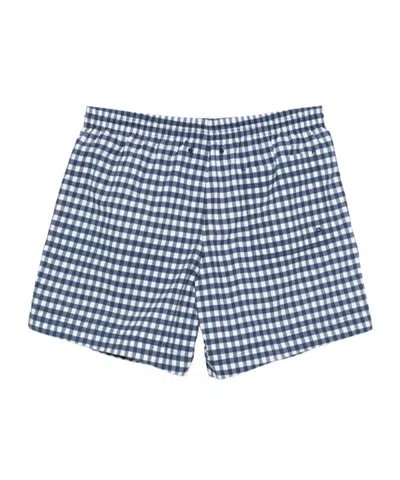 Woolrich Checkered Swim Shorts Elastic Waistband Pockets In Blue