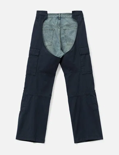 Protocol Index Biker Cargo Denim Pants In Blue