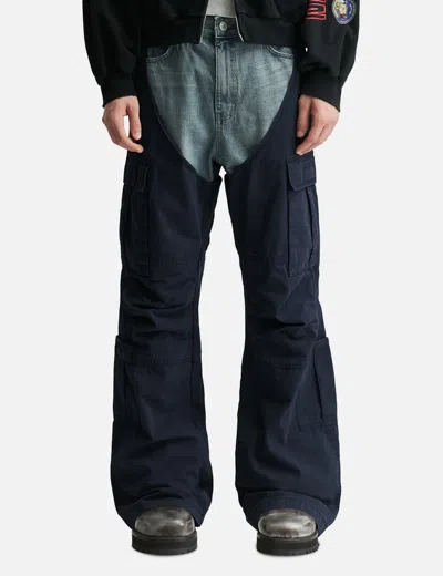 Protocol Index Biker Cargo Denim Pants In Blue