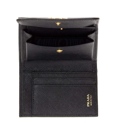 Shop Prada Leather Wallet In Eero