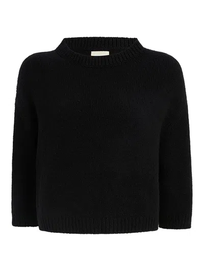Khaite Davin Short Sleeve Cashmere Sweater In Black