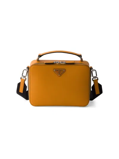 Prada Brique Medium Saffiano Leather Bag In Orange