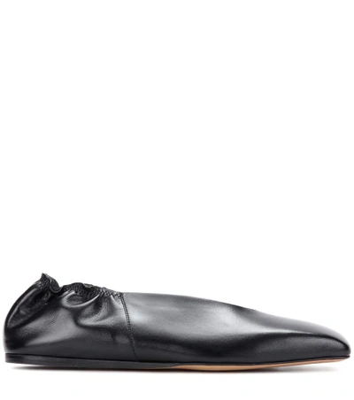 Shop Rick Owens Leather Ballerians In Llack