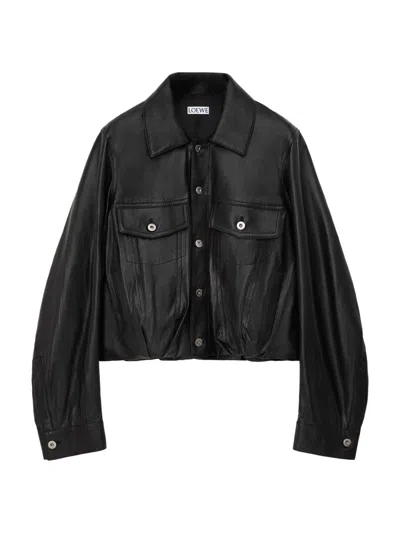Loewe Women's Leather Bomber Jacket In Black