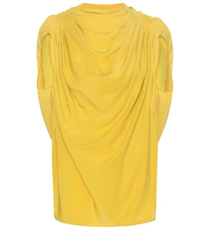 Rick Owens Draped Silk-blend Top In Yellow