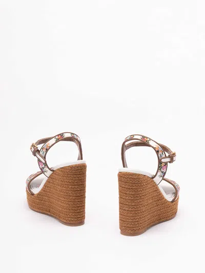 Dolce & Gabbana Wedge Sandals With Logo Embroidery In White
