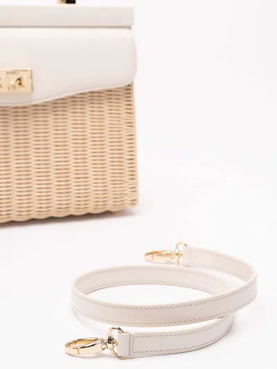 Rodo Wicker And Leather Medium Handbag In Sand