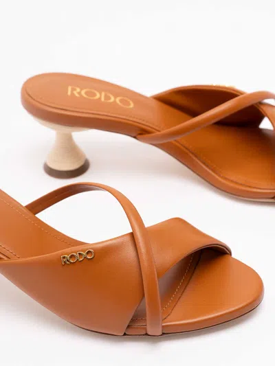 Rodo Sandals With Wicker Heel In Brown