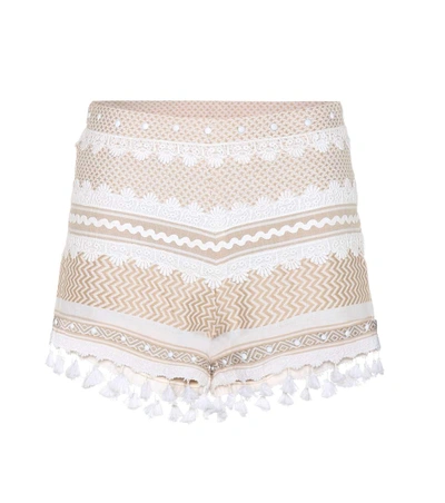 Shop Dodo Bar Or Embroidered Cotton Shorts In Off White