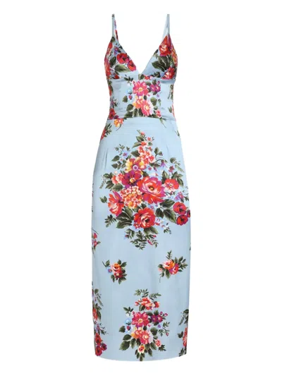 Dolce & Gabbana Floral Midi Dress Fitted Silhouette In Multi
